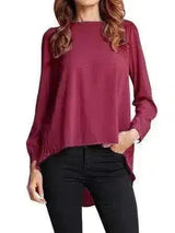 LOVEMI - Lovemi - Casual Women Solid O Neck Long Sleeve Pleated