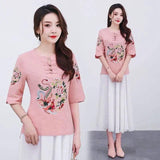 Lovemi -  Chinese styles clothing for women cheongsam top Blousse LOVEMI Pink M 