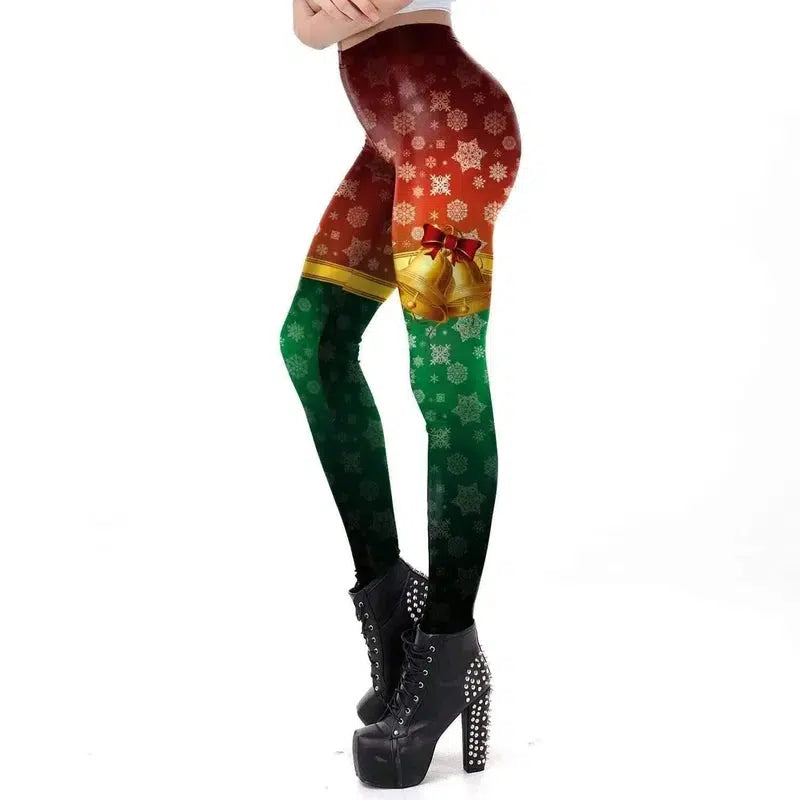 Christmas digital print tight leggings-E Style-5