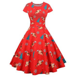 LOVEMI - Lovemi - Christmas round neck short sleeve printed dress