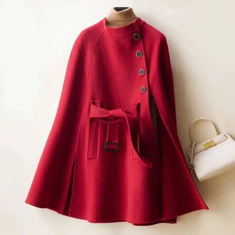 LOVEMI - Lovemi - Cloak-style Loose Wool Double-faced Woolen Coat