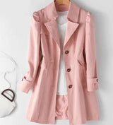 Coat Korean style slim long trench coat LOVEMI  Pink M 