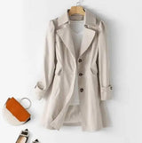 Coat Korean style slim long trench coat LOVEMI  Creamy white M 