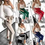 Color matching casual pocket bow pants-1