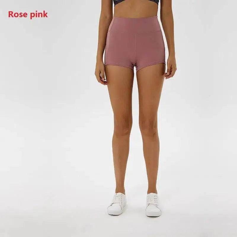 Coloravlue Soft Nylon Fitness Jogger Shorts Women High Waist-Rosepink-17