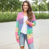 LOVEMI - Lovemi - Colorful rainbow stitching cardigan