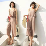 Women's Sleeveless Jumpsuit with Pockets-Nude-1