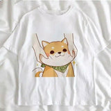 Cartoon Dog Print Casual T-Shirt Unisex-6White-6