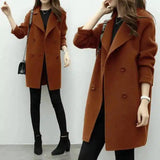 Lovemi -  Double-breasted woolen coat Coats LOVEMI Brown 3XL 