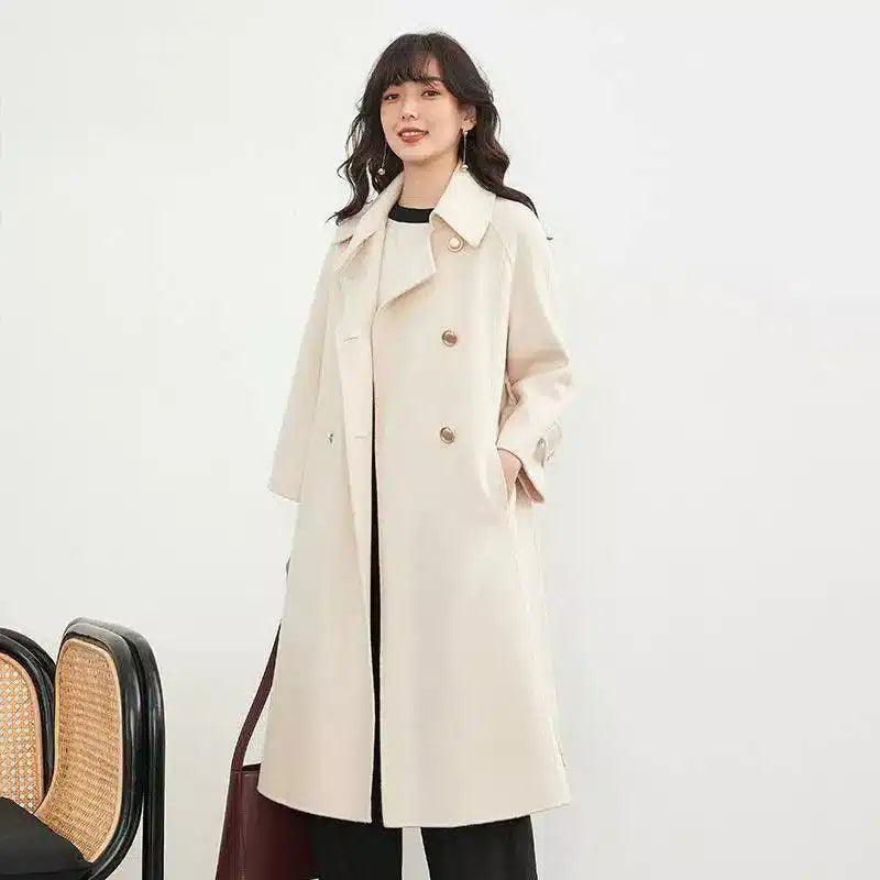 Abrigados Blancos Mujer - Elegante Trench Coat-White-3