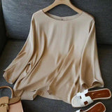 Elegant Women's 3/4 Sleeve Blouse-Rice tea apricot-5