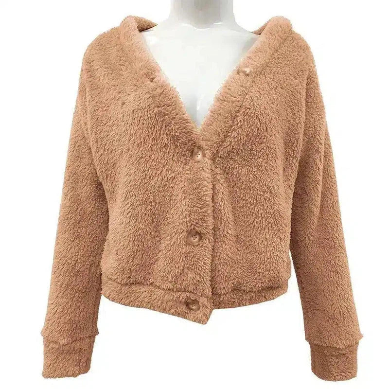 LOVEMI - Lovemi - Double-Sided Plush Cardigan Woolen Coat