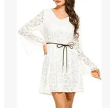 Elegant lace dress summer V-neck large size dress-11