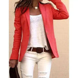 Women's Casual Blazer Jacket Slim Fit-Red-5