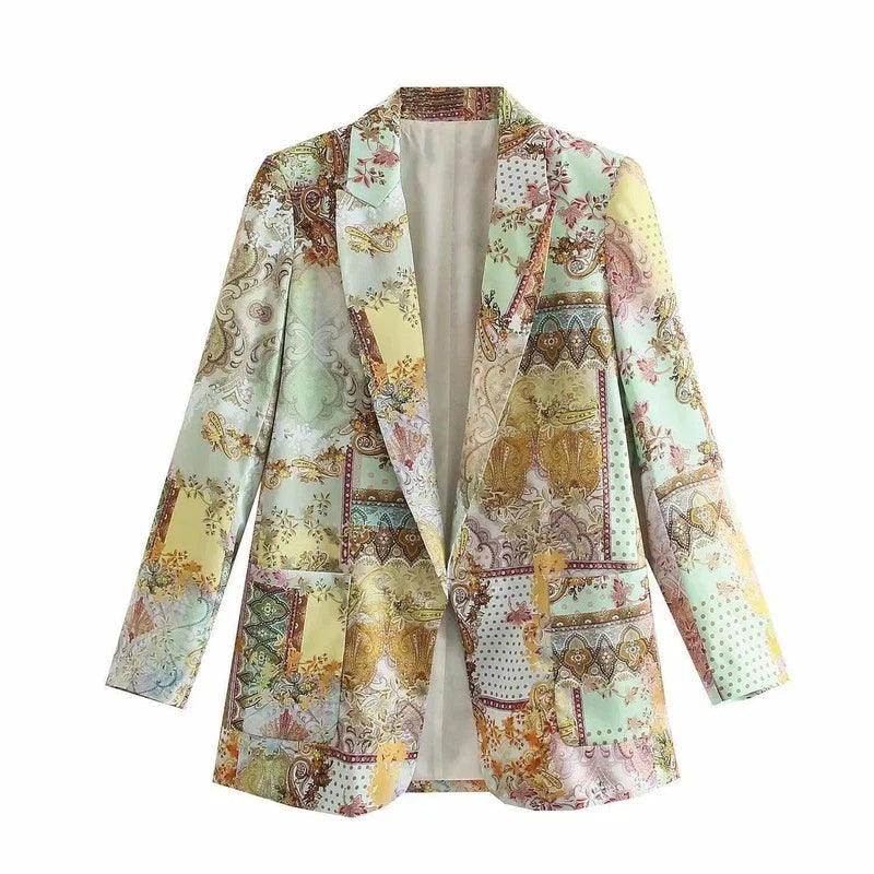 Printed Women's Casual Blazer Jacket-Picture color-1