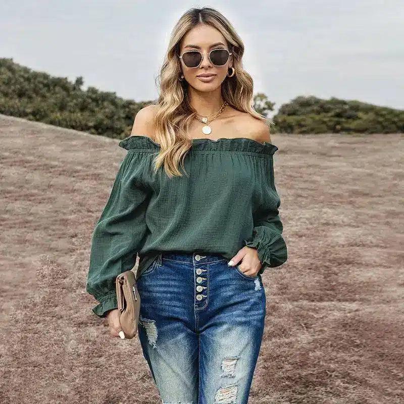 Off-Shoulder Women's Casual Blouse-1