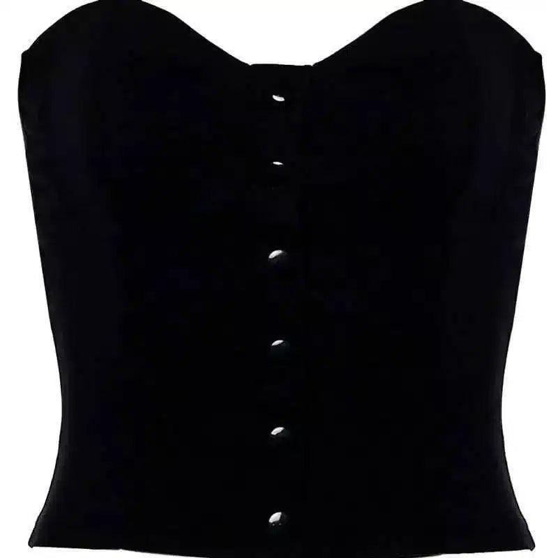 Women's Strapless Corset Top-Black-2