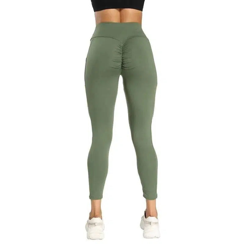 Fashion Stitching High Waist Yoga Pants-Army Green-4