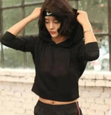 Fitness Yoga Tops Quick-drying long-sleeved T-shirts Sports-Black-7