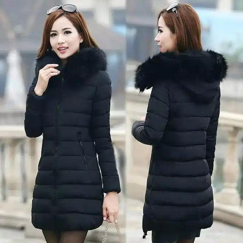 LOVEMI - Lovemi - Fur collar mid-length thick down cotton