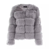 fur imitation fur coat women's short long-sleeved-gray-5