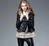 LOVEMI - Lovemi - Haining fur coat female Slim PU leather hooded