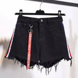 High waist denim shorts female summer dress fat mm loose 200-4