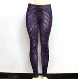 High Waist Iron Weave Print Push Up Yoga Workout Leggings-Violet-4