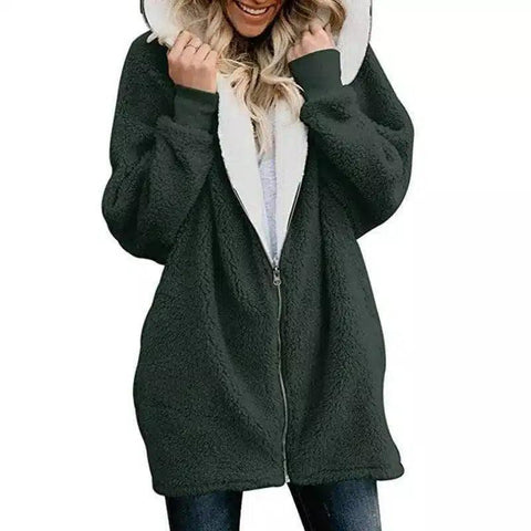 LOVEMI - Lovemi - Hooded zipper cardigan fur coat plush sweater