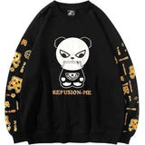 LOVEMI - Lovemi - Hot Stamped Round Neck Panda Print Sweatshirt