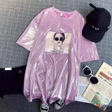 Lovemi -  Ice Silk Beaded Short-sleeved T-shirt Women Trend top LOVEMI Rose pink S 