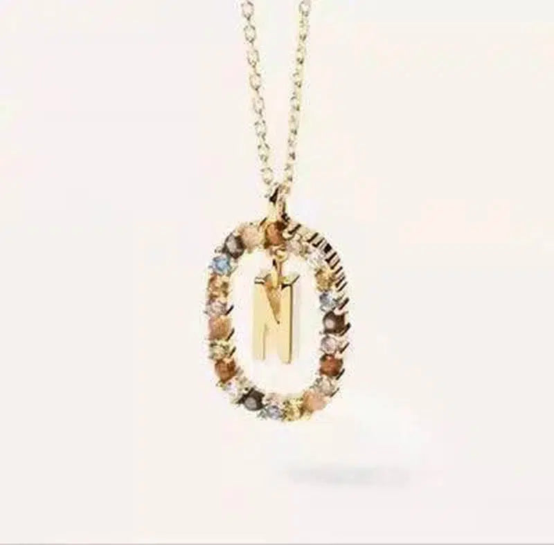 Initial 'A - Z' Crystal Pendant Necklace Gold-Tone-14