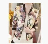 Jacket Trendy Wild Floral Zipper Stand Collar Long Sleeve-1