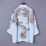 Lovemi -  Kimono cardigan boys and girls thin coat Coats LOVEMI White Ukiyo e Dragon S 
