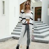 Lovemi -  Knitted Thin Coat Long V neck Stripes Sweaters LOVEMI   