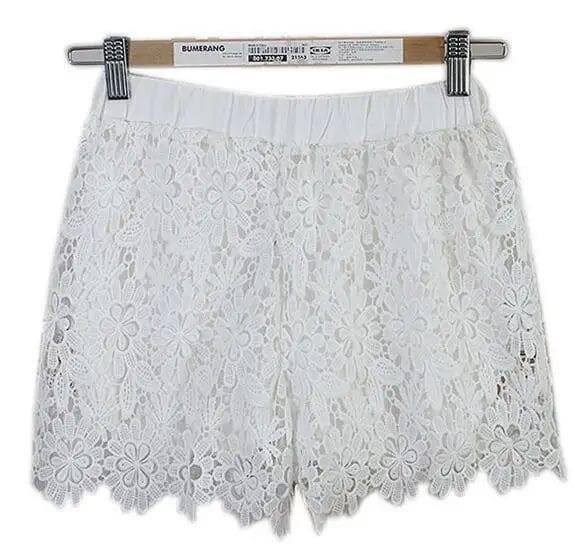 Korean version of lace shorts skirt pants crochet casual-white-6