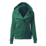 Women's Zip-Up Hooded Jacket with Pockets-Green-4