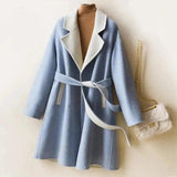 Lovemi -  Ladies Wool Double-faced Coat Coats LOVEMI Sky Blue S 