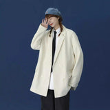 Womens Double-Breasted Casual Blazer-Offwhite-5