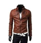 Lovemi -  Leather jacket men's leather jacket Outerwear & Jackets Men LOVEMI Brown S 