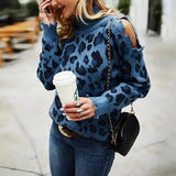 LOVEMI - Lovemi - Leopard Print Long-Sleeved Casual Loose Knit