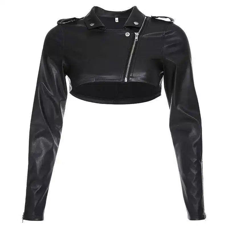 LOVEMI - Lovemi - Locomotive short leather jacket