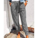 Lovemi -  Loose Leopard Print Lace-Up Slacks Leggings LOVEMI Gray S 