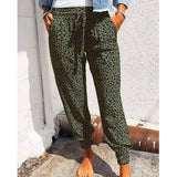 Lovemi -  Loose Leopard Print Lace-Up Slacks Leggings LOVEMI Brown S 