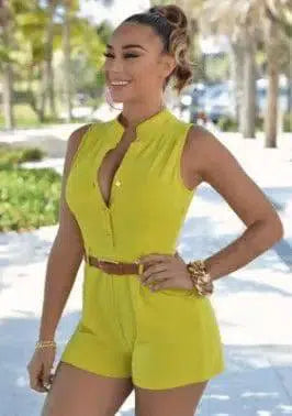 Loose Slim Casual Jumpsuit-Yellow-67