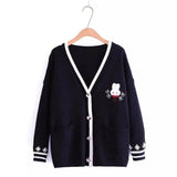 Lovemi -  Loose solid color rabbit cardigan Sweaters LOVEMI Black  