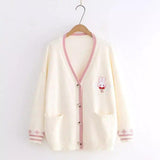 Lovemi -  Loose solid color rabbit cardigan Sweaters LOVEMI Beige  