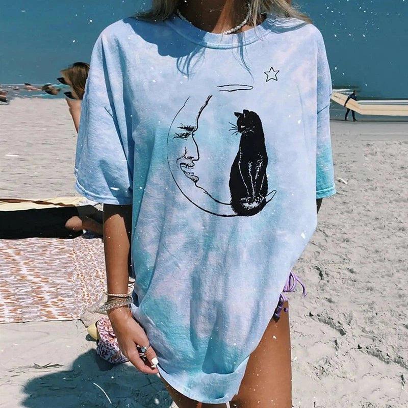 Bunny Graphic Oversized T-Shirt for Beachwear-6Style-7