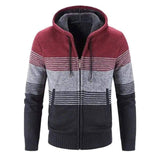 LOVEMI - Lovemi - Men Hooded Stripe Coat Cardigan Male Thick Zipper