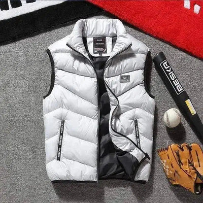 Men's vest outdoor wear down cotton red vest-Gray-1